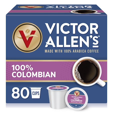 Victor Allen Victor Allen's Coffee 100% Colombian, Medium Roast, 80 Count, Single Serve Coffee Pods for Keurig K-Cup Brewers, PK80 FG014603RV